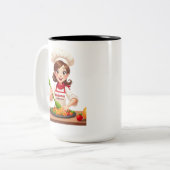 Christmas Chef Girl Mug for Holiday Cooking Fun ツートーンマグカップ (正面左)