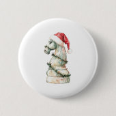 Christmas Chess Knight Pin Button – Watercolor Che 缶バッジ (正面)