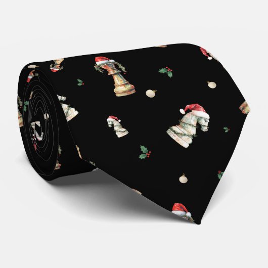 Christmas Chess Tie – Elegant Chess pattern ネクタイ (ロール)