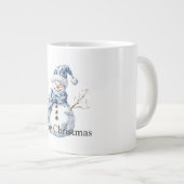 Christmas Chic Blue White Snowman ジャンボコーヒーマグカップ (正面右)