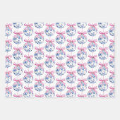 Christmas Chic Blue White Snowman ラッピングペーパーシート (正面2)