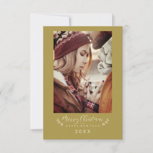 Christmas Chic Modern Calligraphy Custom Photo ノートカード (正面)