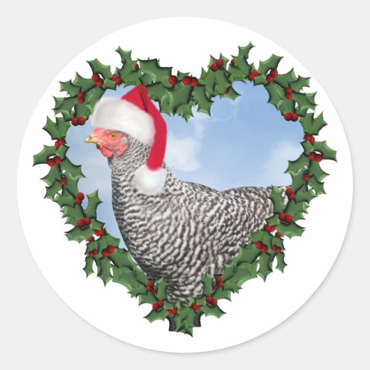 Christmas Chicken * Barred Rock ラウンドシール (正面)