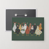 Christmas Chicken Farm Lights Animal Lovers Gift  缶バッジ (正面/裏面)