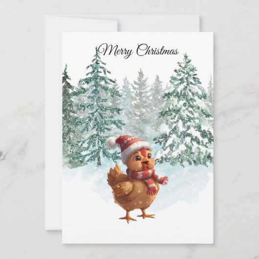 Christmas Chicken Flat Holiday Card シーズンカード (正面)