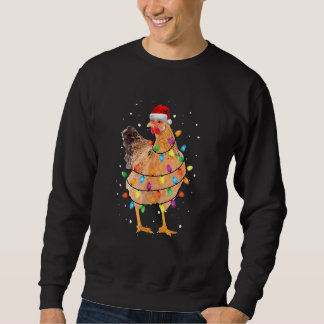 Christmas Chicken Hen Tree Lights Xmas   Chicken スウェットシャツ