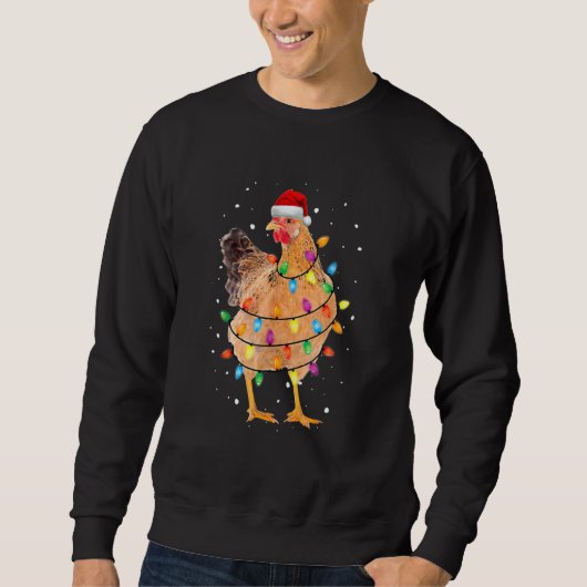 Christmas Chicken Hen Tree Lights Xmas   Chicken スウェットシャツ (正面)