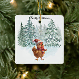 Christmas Chicken Ornament セラミックオーナメント
