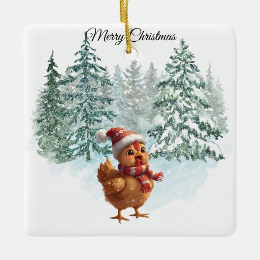 Christmas Chicken Ornament セラミックオーナメント (正面)