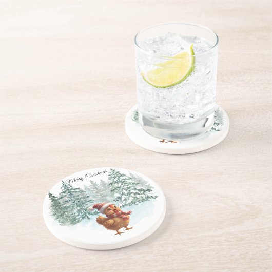 Christmas Chicken Sandstone Coaster コースター (側面)