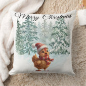 Christmas Chicken Throw Pillow クッション (ブランケット)