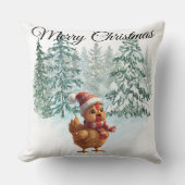 Christmas Chicken Throw Pillow クッション (正面)