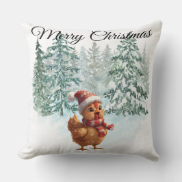Christmas Chicken Throw Pillow クッション