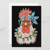 Christmas Chicken Xmas Lights Farmer Farm Family シーズンカード (正面/裏面)