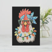 Christmas Chicken Xmas Lights Farmer Farm Family シーズンカード (スタンド正面)
