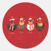 Christmas Chickens ラウンドシール (正面)