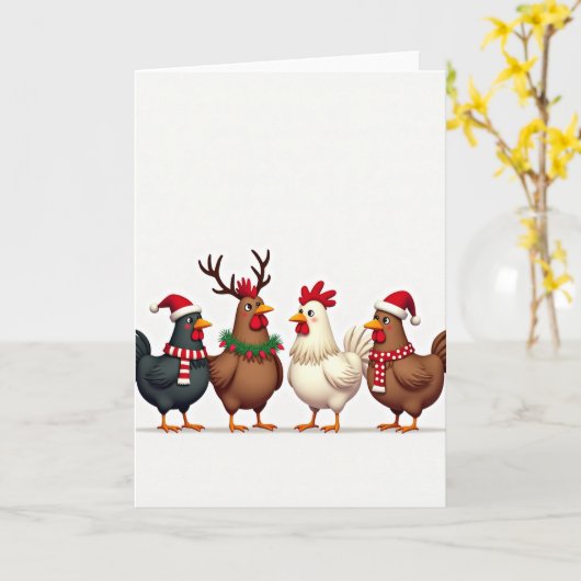 Christmas Chickens Card カード (黄色い花)