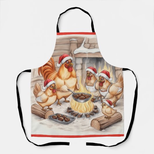 Christmas Chickens Roasting Chestnuts, Apron エプロン (正面)