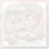 Christmas Chickens Roasting Chestnuts, Coaster ガラスコースター (裏面)