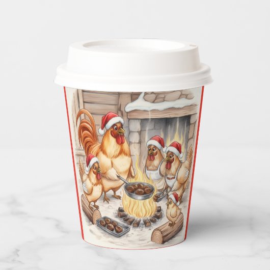 Christmas Chickens Roasting Chestnuts, Cups 紙コップ (正面)