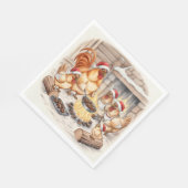 Christmas Chickens Roasting Chestnuts, Napkins スタンダードランチョンナプキン (角)