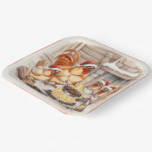 Christmas Chickens Roasting Chestnuts, Plates ペーパープレート (傾斜あり)