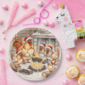 Christmas Chickens Roasting Chestnuts, Plates ペーパープレート (パーティー)