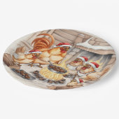 Christmas Chickens Roasting Chestnuts, Plates ペーパープレート (アングル)