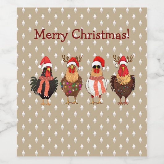 Christmas Chickens with Lights Wine Label ワインラベル (シングルラベル)