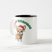 Christmas Chihuahua Mug: Merry Woofmas ツートーンマグカップ (正面左)