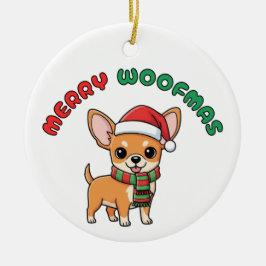 Christmas Chihuahua Ornament: Merry Woofmas セラミックオーナメント