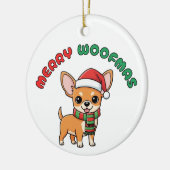 Christmas Chihuahua Ornament: Merry Woofmas セラミックオーナメント (左)