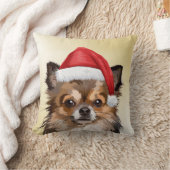 Christmas Chihuahua puppy with Santa hat クッション (ブランケット)