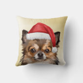 Christmas Chihuahua puppy with Santa hat クッション (裏面)