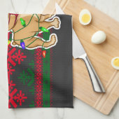 Christmas chihuahua wearing a medical mask キッチンタオル (四つ折り)