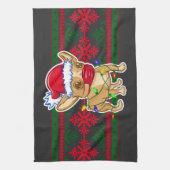 Christmas chihuahua wearing a medical mask キッチンタオル (縦)