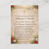 Christmas Child Jesus Catholic Funeral Memorial  名刺 (裏面)