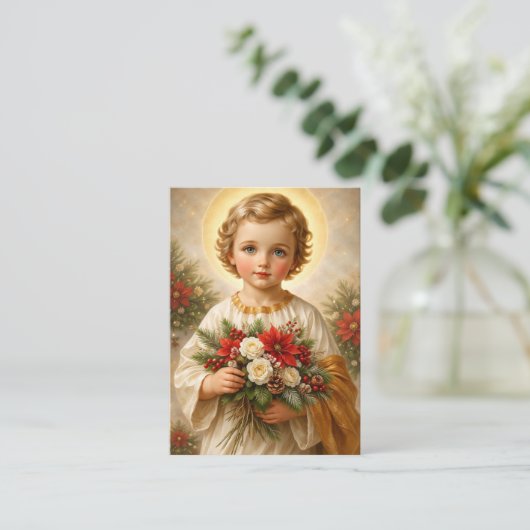 Christmas Child Jesus Catholic Funeral Memorial 名刺 (スタンド正面)