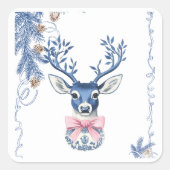 Christmas Chinoiserie Deer スクエアシール (正面)