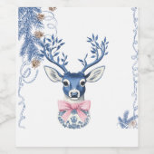 Christmas Chinoiserie Deer ワインラベル (シングルラベル)