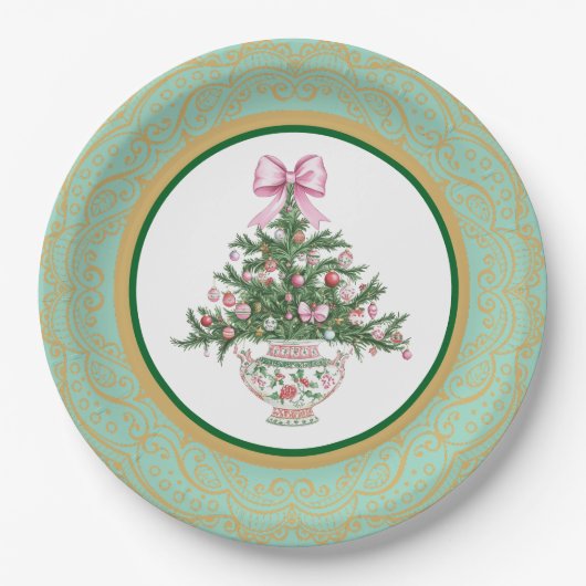 Christmas Chinoiserie Paper Plates ペーパープレート (正面)
