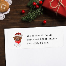 Christmas Chocolate Dachshund Dog Return Address ラベル
