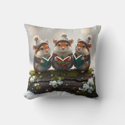 Christmas Choir "oh mice!" nature クッション (正面)
