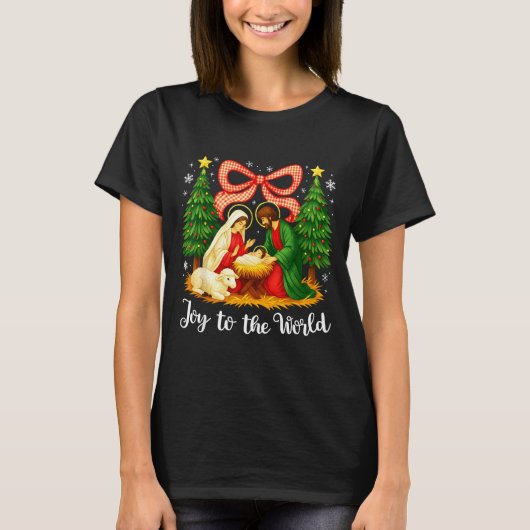 Christmas Christian Joy To The World Coquette Jesu Tシャツ (正面)