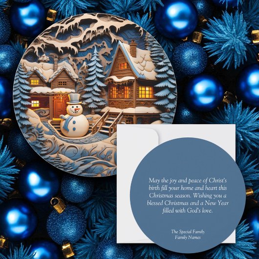 Christmas Christian Personalized Holiday Card Blue