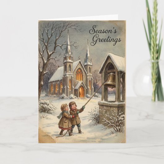 Christmas Church Bells Greetings Card カード (正面)