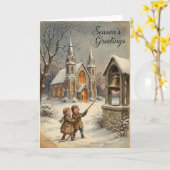 Christmas Church Bells Greetings Card カード (黄色い花)
