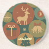 Christmas Circles Pattern Holiday コースター (正面)