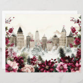 Christmas City and Flowers Scrapbook Paper (正面/裏面)