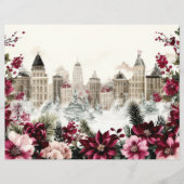 Christmas City and Flowers Scrapbook Paper (正面)